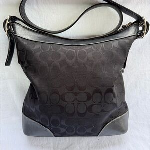 Coach Hobo Bag/Tote Xbody Shoulder Black Leather And Coach Canvas